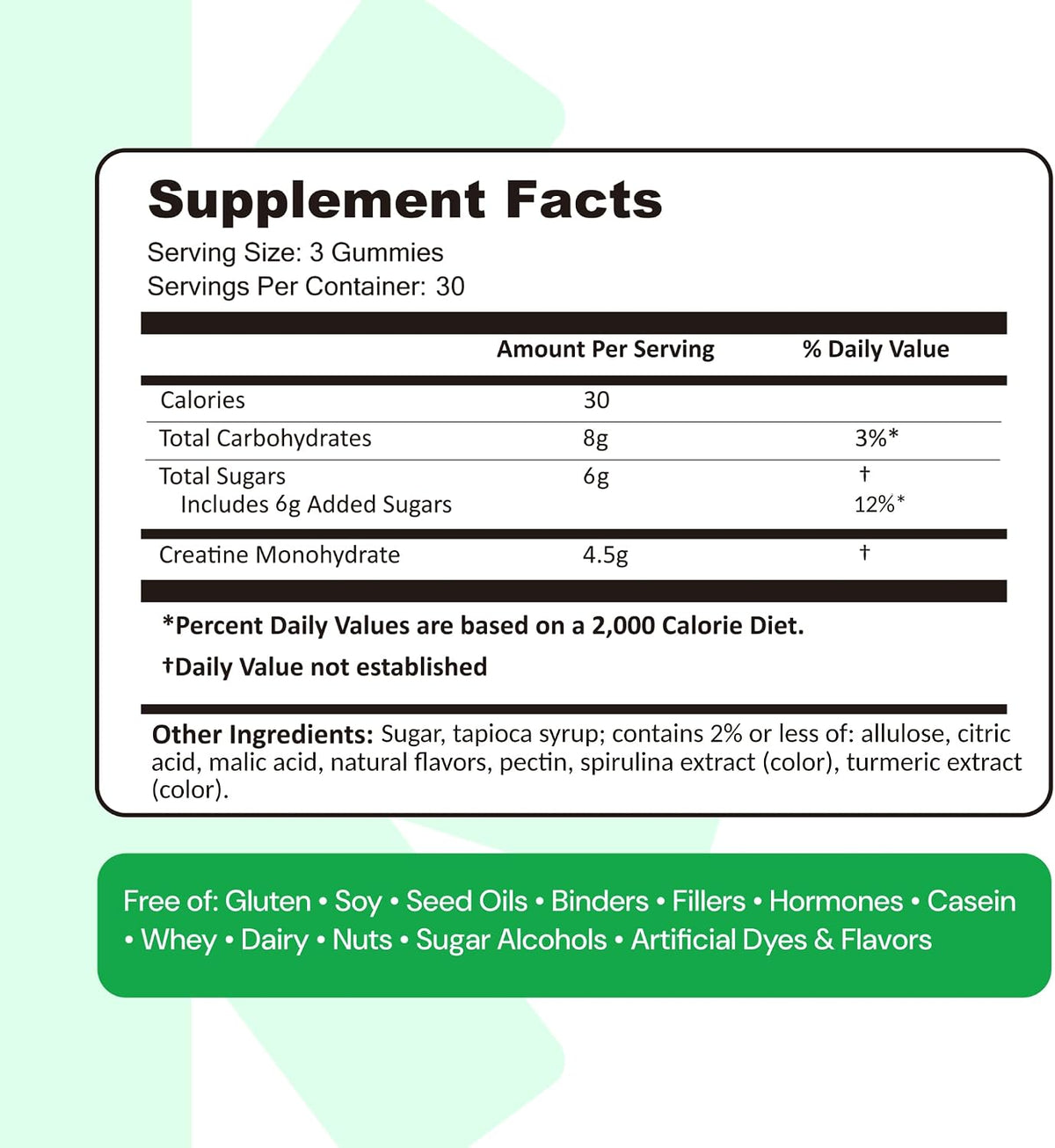 Create Creatine Monohydrate Gummies - Sour Green Apple - 90 Gummies | Non-GMO, Gluten-Free, Muscle Strength & Energy Support