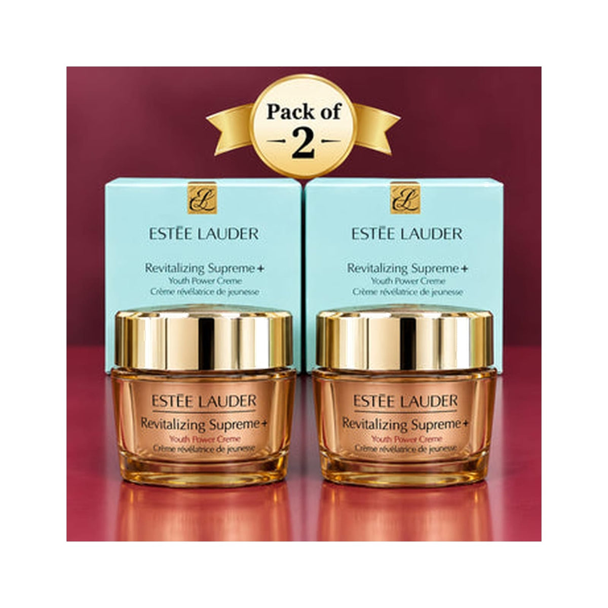 Estee Lauder Revitalizing Supreme+ Youth Power Creme Duo - Pack of 2 x 50ml | Anti-Aging Moisturizer | Moringa & Cactus Stem Cell