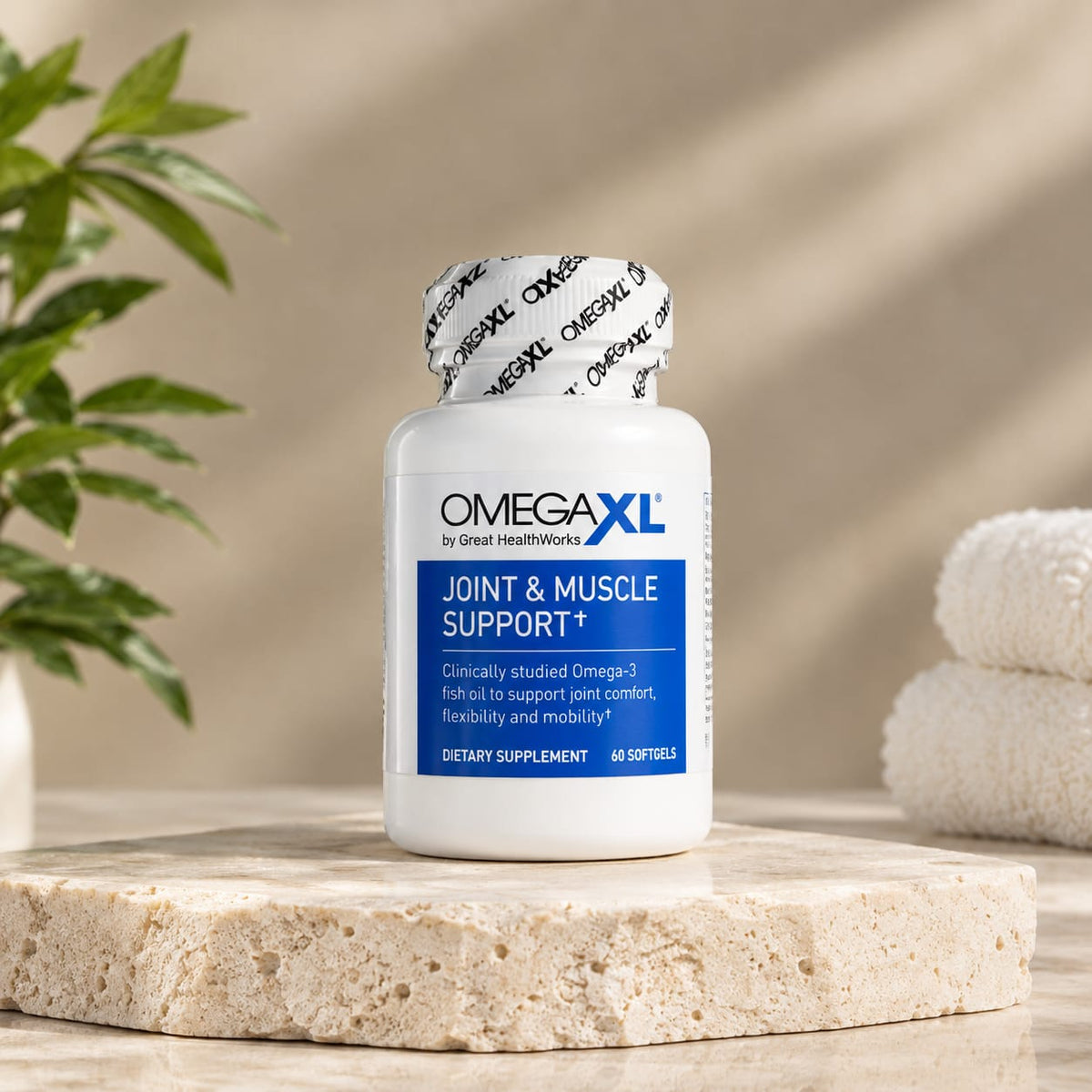OmegaXL Joint & Muscle Support by Great HealthWorks - Clinically Studied Omega-3 - 60 Softgels - Fish Oil