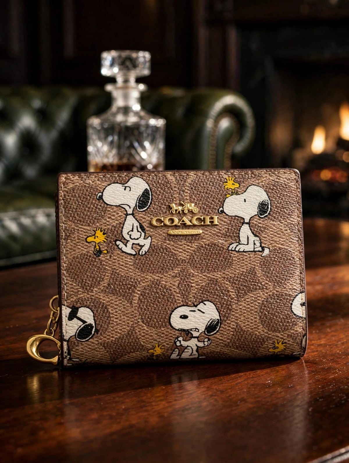 Coach x Peanuts Snoopy Small Zip Around Wallet - Brown Signature Canvas - Limited Edition Collaboration