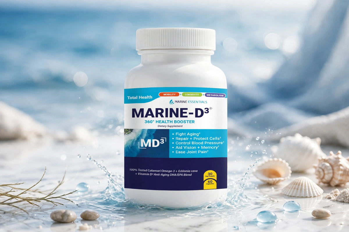 Marine Essentials Marine-D3 - 360° Health Booster - Omega-3 + Vitamin D3 - 60 Capsules - 30 Day Supply