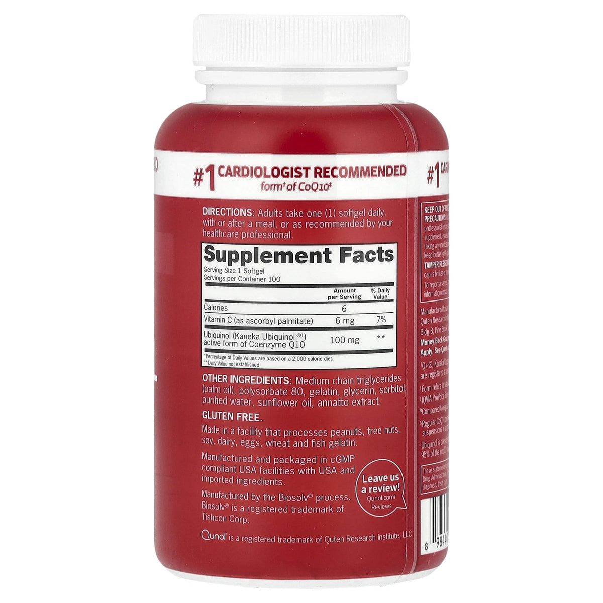 Qunol Mega CoQ10 Ubiquinol 100mg - Superior Absorption - Active Form of CoQ10 - #1 Cardiologist Recommended Form of CoQ10 - 100 Softgels