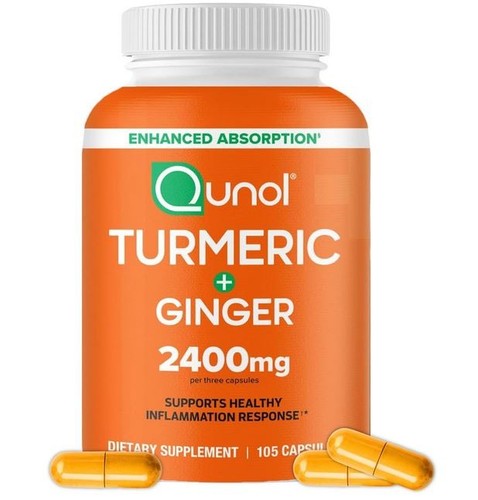 Qunol Turmeric + Ginger 2400mg - Enhanced Absorption - Supports Healthy Inflammation Response - 105 Capsules