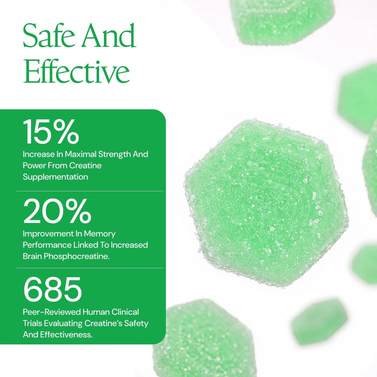Create Creatine Monohydrate Gummies - Sour Green Apple - 90 Gummies | Non-GMO, Gluten-Free, Muscle Strength & Energy Support