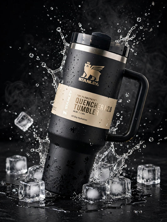 Stanley Quencher H2.0 FlowState Tumbler - 40oz 1.18L - Matte Black - All Day Hydration - With Handle